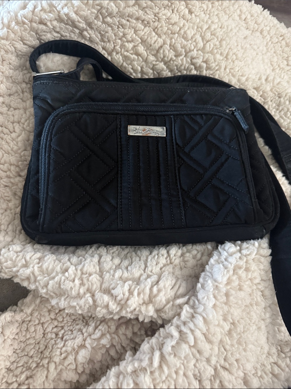 Like New Vera Bradley Black Quilted Hipster Crossbody Bag
